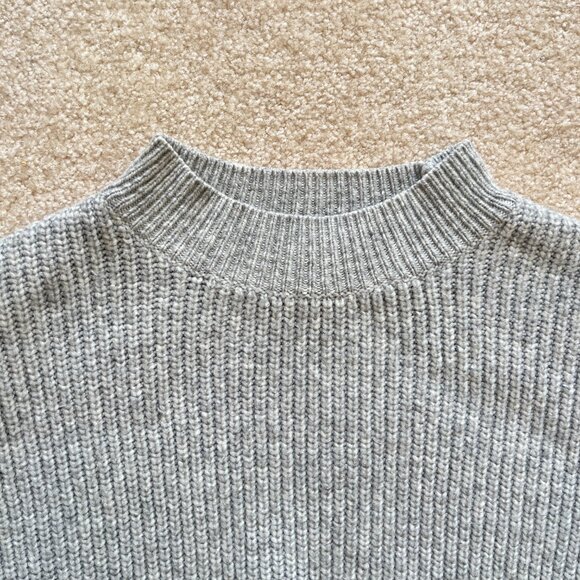 H&M Heather Grey Ribbed Mock-Neck Knit Sweater – XS, Wool, Fall, Winter - Picture 3 of 12